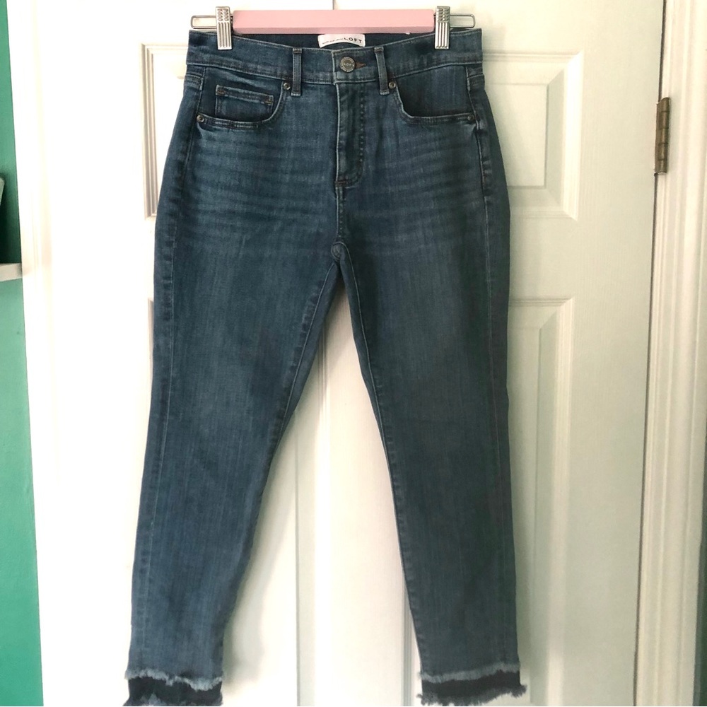 LOFT High Rise Ankle Jeans with Raw Hem 4, 27